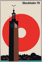 JUNIQE - Poster met kunststof lijst Vintage Stockholm 79 -20x30 /Bruin
