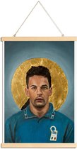 JUNIQE - Posterhanger Football Icon - Roberto Baggio -30x45 /Blauw &