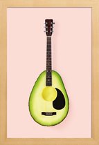 JUNIQE - Poster in houten lijst Avocado Guitar -30x45 /Bruin & Groen