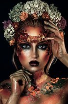 The EyeCatcher Model - Glasschilderij - Vrouw - Fantasy - Bloemen