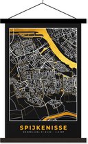 Posterhanger incl. Poster 40x60 cm - Schoolplaat - Kaart - Spijkenisse - Goud - Zwart - Textielposter - Zwarte latten