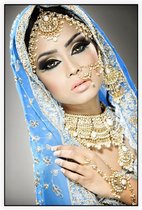 Arabische Prinses met blauwe hoofddoek - Foto op Akoestisch paneel - 80 x 120 cm