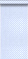 ESTAhome behang kleine stippen zacht blauw en wit - 115845 - 53 cm x 10,05 m