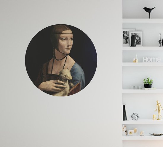 La Dame à l'hermine, Leonardo de Vinci - Photo sur papier peint Cercle - ⌀ 40 cm