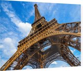 Eiffeltoren-constructie voor blauwe Parijse lucht - Foto op Plexiglas - 60 x 40 cm