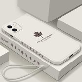 Rechte rand esdoornblad patroon TPU beschermhoes met draagriem voor iPhone 12 mini (antiek wit)