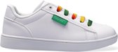 Benetton Label Multicolor Laces Lage sneakers - Leren Sneaker - Meisjes - Wit - Maat 34