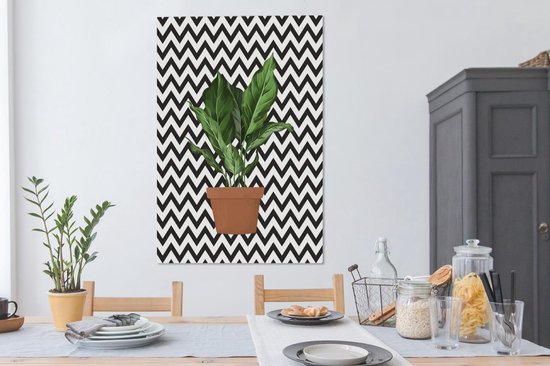 Canvas schilderij 80x120 cm - Wanddecoratie Planten - Plantenbak - Kamerplant - Muurdecoratie woonkamer - Slaapkamer decoratie - Kamer accessoires - Schilderijen op canvas