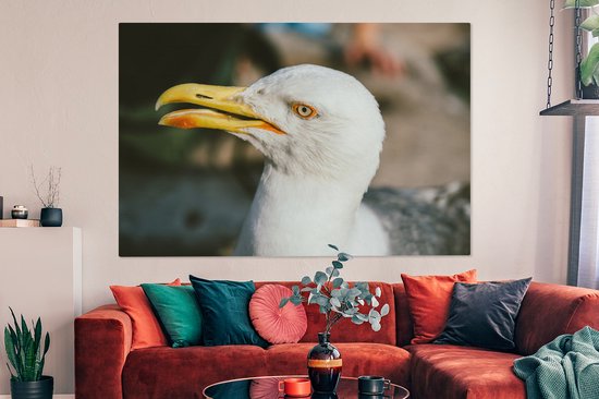 Angry Seagull 180x120 cm - Tirage photo sur toile (Décoration murale salon / chambre) XXL / Groot format!
