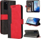 Voor Samsung Galaxy S20 Zakelijke Stiksels-Kleur Horizontale Flip PU Lederen Case met Houder & Kaartsleuven & Fotolijst (Rood)