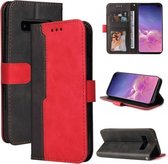 Voor Samsung Galaxy S10e Zakelijke Stiksels-Kleur Horizontale Flip PU Lederen Case met Houder & Kaartsleuven & Fotolijst (Rood)