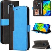 Voor Xiaomi Redmi Note 9 4G Buitenlandse Versie/10X 4G Zakelijke Stiksels-Kleur Horizontale Flip PU Lederen Case met Houder & Kaartsleuven & Fotolijst (Blauw)