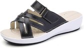 Cross Striped Fashion Cute Slippers Sandalen voor dames (Kleur: Zwart Maat: 39)