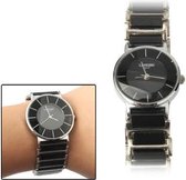 Stijlvol heren quartzhorloge met keramiek horlogeband (zwart)