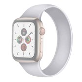 Voor Apple Watch Series 5 en 4 44 mm / 3 en 2 en 1 42 mm effen kleur elastische siliconen vervangende polsband horlogeband, maat: L 156 mm (wit)