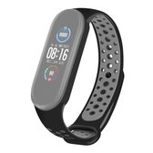 Voor Geschikt voor Xiaomi Mi Band 5 Tweekleurige siliconen sport ademende riem (zwart grijs)