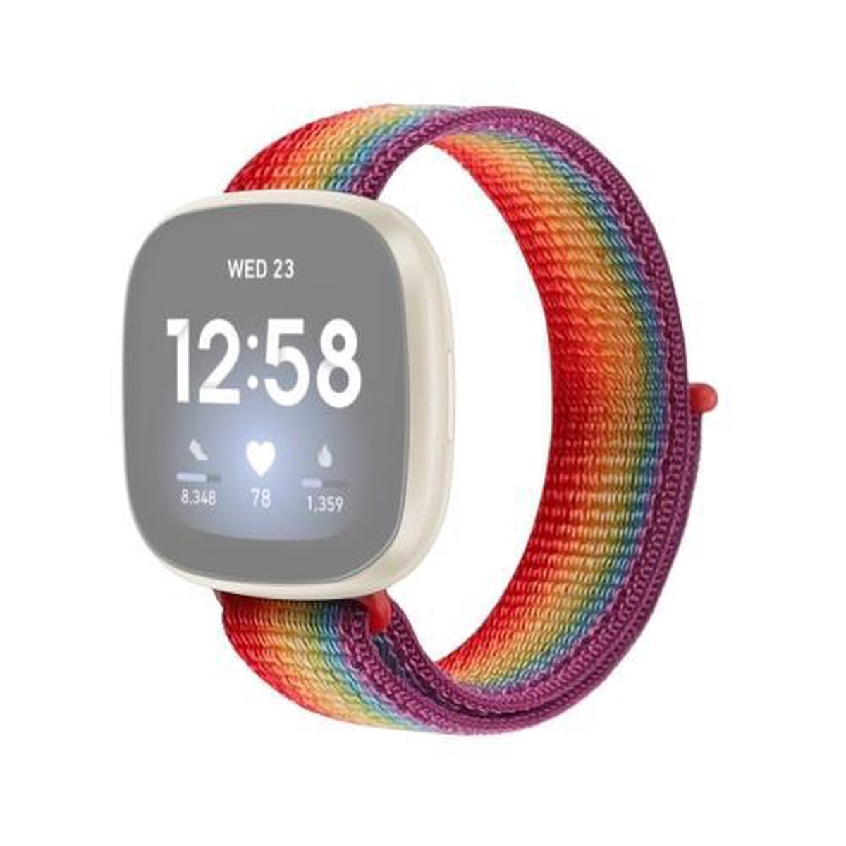 Voor Fitbit Versa 3 vervangende nylon lus horlogeband (regenboog)
