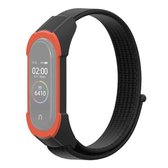 Voor Xiaomi Mi Band 5/4/3 Nylon vervangende horlogeband (zwart + zwart oranje)