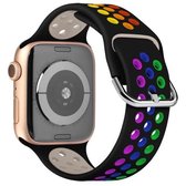 Tweekleurige siliconen horlogeband voor Apple Watch Series 6 & SE & 5 & 4 40 mm / 3 & 2 & 1 38 mm (zwart + kleur) (zwart + kleur)