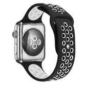 Voor Apple Watch Series 6 & SE & 5 & 4 44mm / 3 & 2 & 1 42mm Sport Siliconen Horlogeband Standaard Editie (Zwart Wit)