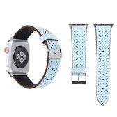 Voor Apple Watch Series 3 & 2 & 1 38 mm Simple Fashion echt lederen horlogebandje met gatenpatroon (blauw)