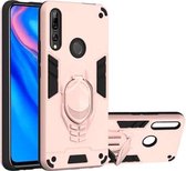 Voor Huawei Y9 Prime (2019) 2 in 1 Armor Knight-serie PC + TPU beschermhoes met onzichtbare houder (roségoud)