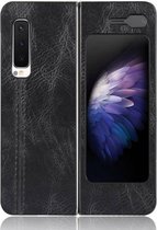 Voor Samsung Galaxy Fold 4G / Fold 5G / W20 5G Schokbestendig Naaien Koe Patroon Huid PC + PU + TPU Case (Zwart)