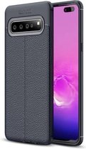 Litchi Texture TPU schokbestendig hoesje voor Galaxy S10 5G (marineblauw)