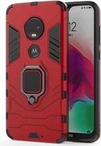 PC + TPU schokbestendige beschermhoes voor Motorola Moto G7, met magnetische ringhouder (rood)
