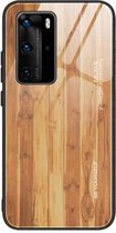Voor Huawei P40 Pro houtnerf glas beschermhoes (M03)