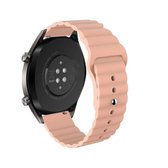 20 mm voor Huawei GT2 42 mm Huami Mi Dynamic Youth Edition omgekeerde gesp golvende siliconen band (roze)