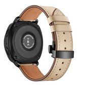 22 mm voor Huawei Watch GT2e / GT2 46 mm lederen vlinder gesp riem zwarte knop (abrikoos)