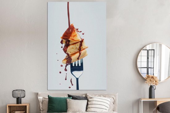 Dessert de crêpes fraîchement cuites au chocolat 120x180 cm - Tirage photo sur toile (Décoration murale salon / chambre) XXL / Groot format!