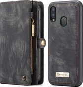 CASEME - Samsung Galaxy A20e - Vintage Portemonnee Hoesje - Zwart