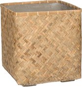 Plantenwinkel Bohemian Kobe L Bamboo beige 50x50x52 cm vierkante plantenbak voor binnen en buiten