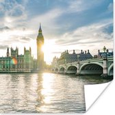 Poster Coucher de soleil derrière Big Ben en Angleterre 100x100 cm - Tirage photo sur Poster (décoration murale salon / chambre)