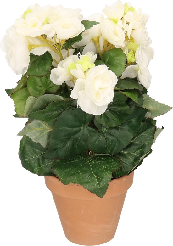 Set van 3x stuks kunstplanten Begonia in pot wit 30 cm - Nepplanten /  kunstplanten met... | bol.com