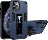 2-in-1 pc + TPU schokbestendige beschermhoes met onzichtbare houder voor iPhone 11 Pro (koningsblauw)