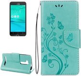 Voor ASUS Zenfone Go ZB500KL Geperst bloemenpatroon Horizontale flip lederen tas met houder & kaartsleuven en portemonnee (groen)