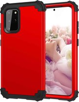 Voor Samsung Galaxy Note20 PC + siliconen driedelige schokbestendige beschermhoes (rood)