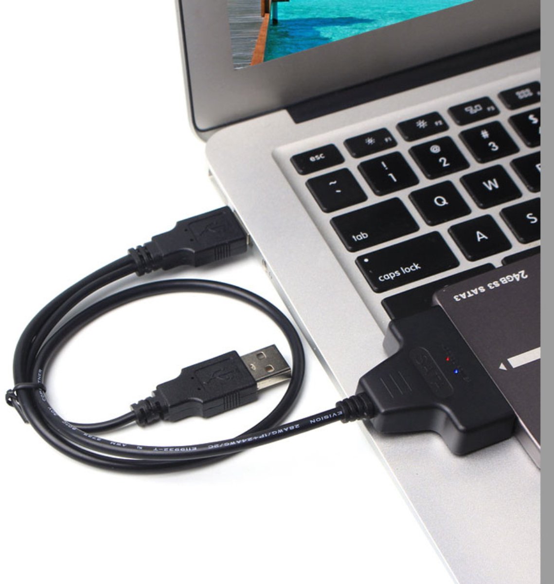 Dubbele USB 2.0-naar-SATA Hard Drive Adapter Kabel voor 2 5-inch SATA HDD / SSD