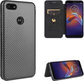 Voor Motorola Moto E6 Play Carbon Fiber Texture Magnetische Horizontale Flip TPU + PC + PU Leather Case met Touw & Card Slot (Zwart)