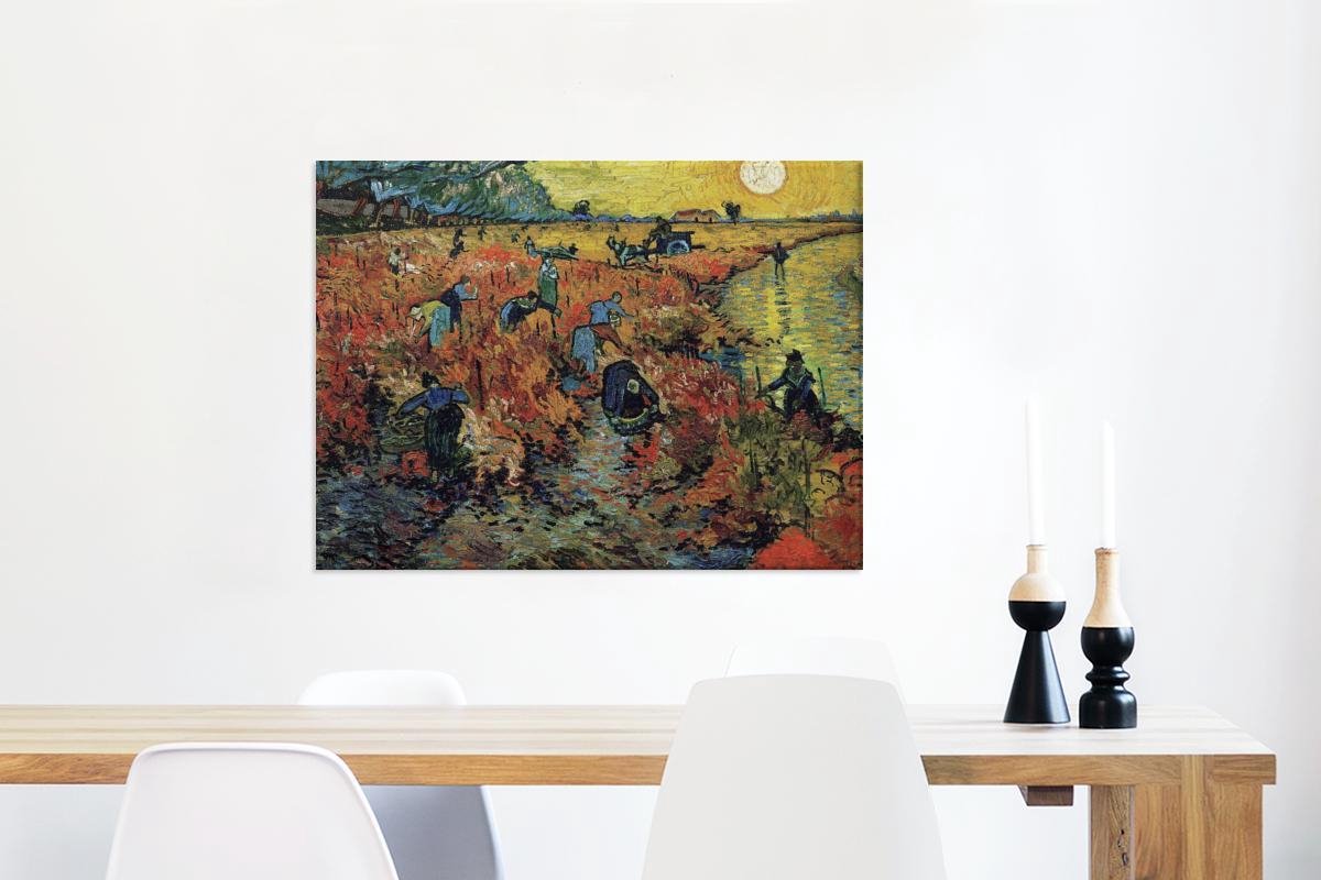 Canvas Schilderij De rode wijngaard - Vincent van Gogh - 80x60 cm -  Wanddecoratie | bol.com