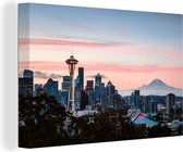 Canvas Schilderij Seattle - Skyline - Berg - 90x60 cm - Wanddecoratie