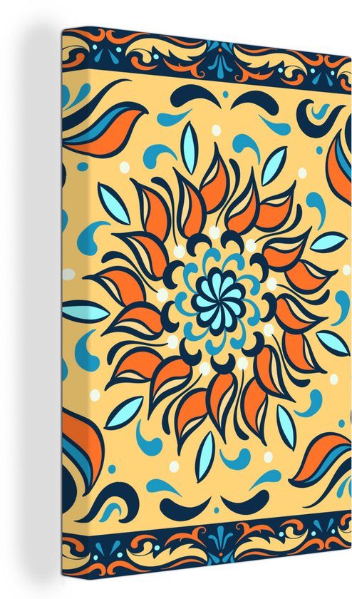 Abstrait et motif avec un tournesol sur fond jaune avec un cadre 40x60 cm - Tirage photo sur toile (Décoration murale salon / chambre)
