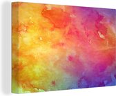 Canvas Schilderij Waterverf - Oranje - Roze - 30x20 cm - Wanddecoratie