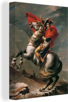 Canvas schilderij 120x160 cm - Wanddecoratie Napoleon steekt de Grote St.-Bernardpas over - Schilderij van Jacques-Louis David - Muurdecoratie woonkamer - Slaapkamer decoratie - Kamer accessoires - Schilderijen