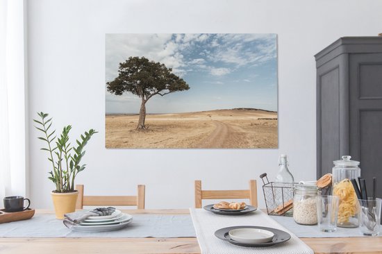 Canvas schilderij 140x90 cm - Wanddecoratie Boom op de savanne - Muurdecoratie woonkamer - Slaapkamer decoratie - Kamer accessoires - Schilderijen op canvas