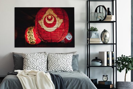 Lanternes japonaises en papier 140x90 cm - Tirage photo sur toile (Décoration murale salon / chambre)