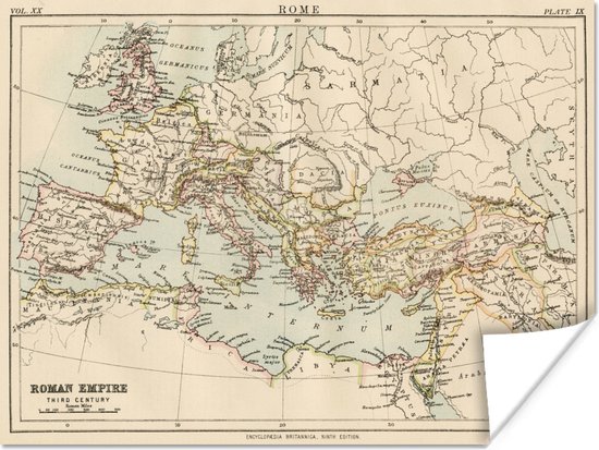 Poster Geschiedenis - Rome - Landkaart - 40x30 cm